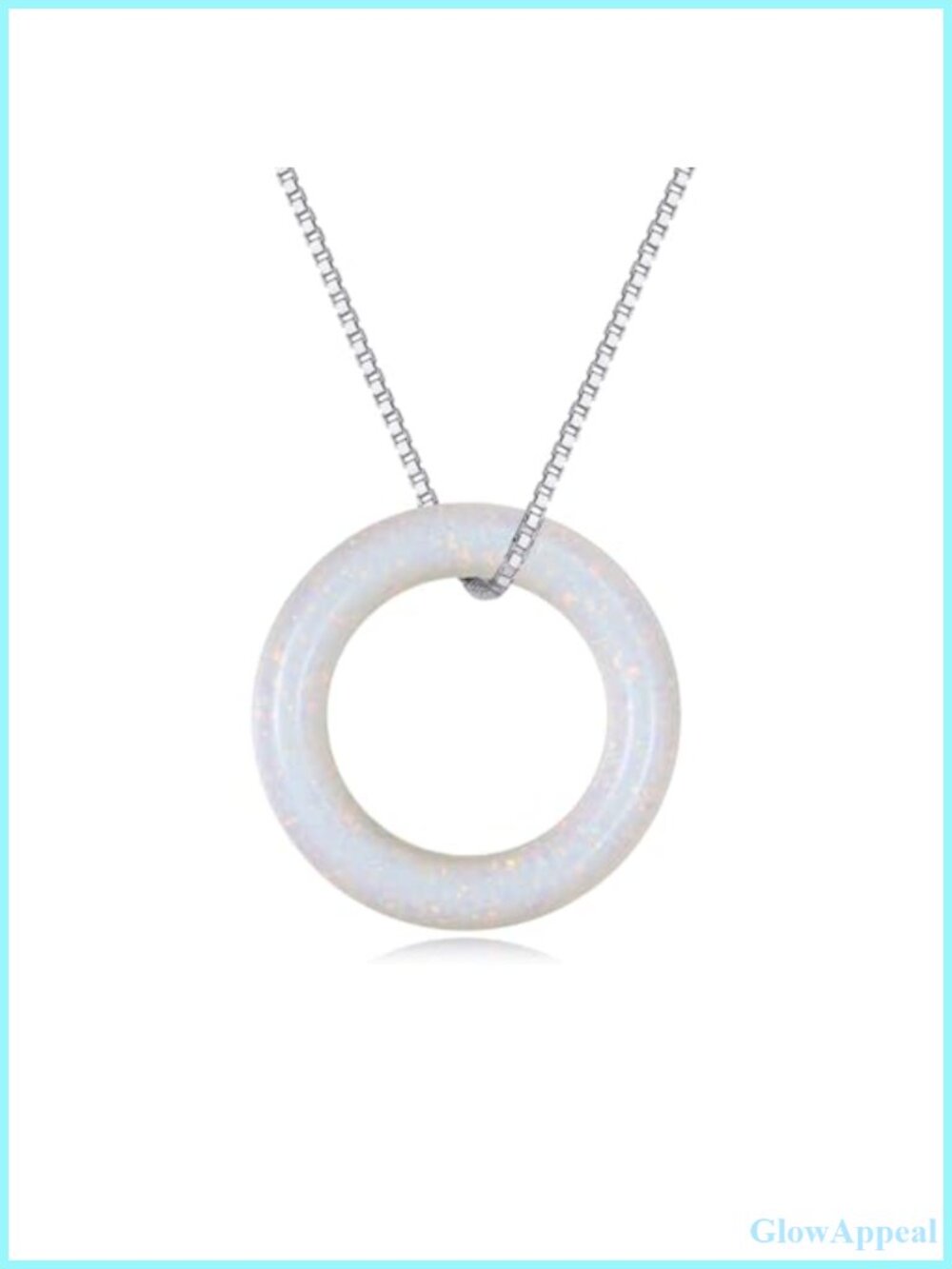 White Gold Plated 925 Sterling Silver Opal Circle Pendant Necklace